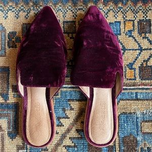Madewell Pointed Toe Velvet Mules